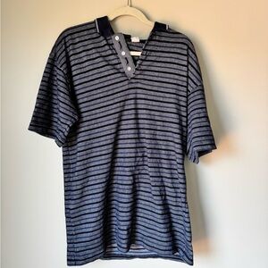 Bugle Boy Navy Blue Polo Shirt Classic Striped Design Golf Top Golf Polo